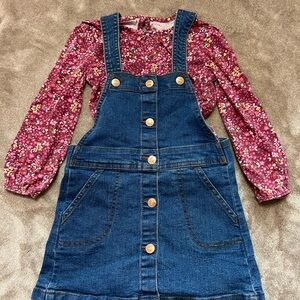 BCBGirls Denim Blue Overall Dress with Floral Top